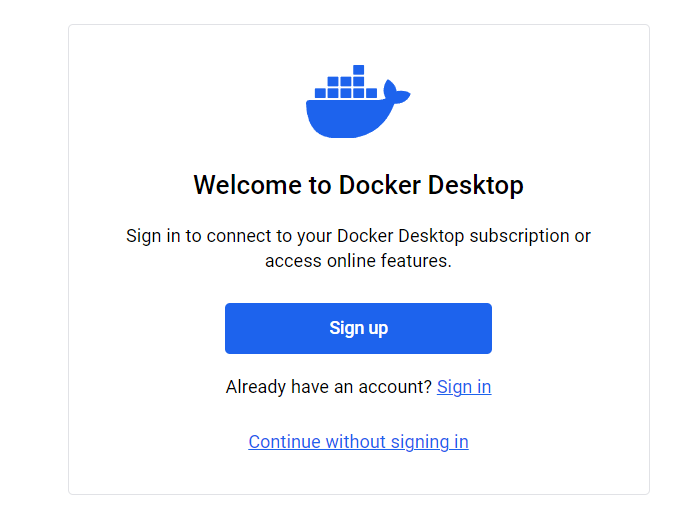 Welcome to Docker Desktop Sign up Page