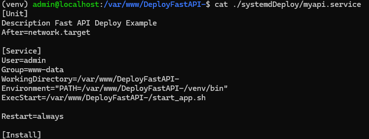 systemd service file on server location