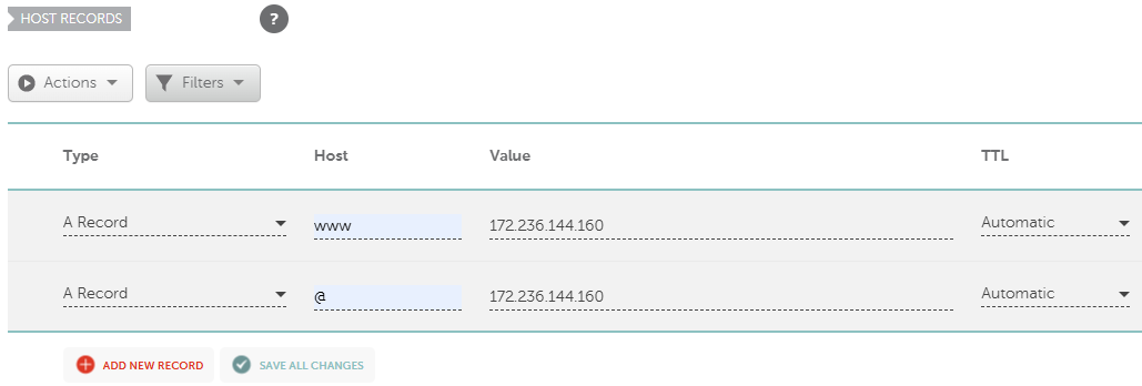 Adding @ and www A records on Namecheap guide
