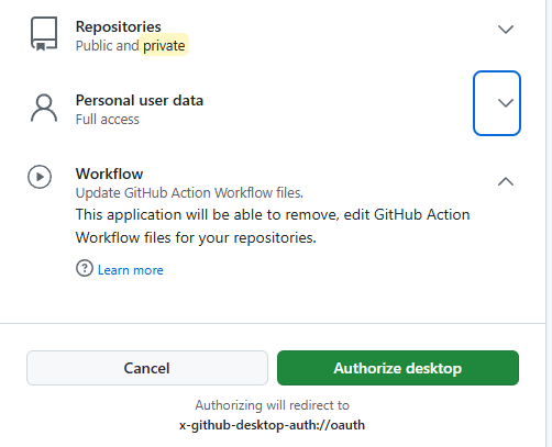 Github Desktop Insall Permissions dialog step Screenshot