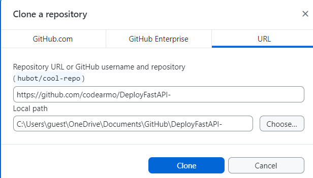 Clone Repo From URL Github Desktop Final Step