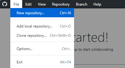 Navigate to Create New Repository Section for Github Desktop