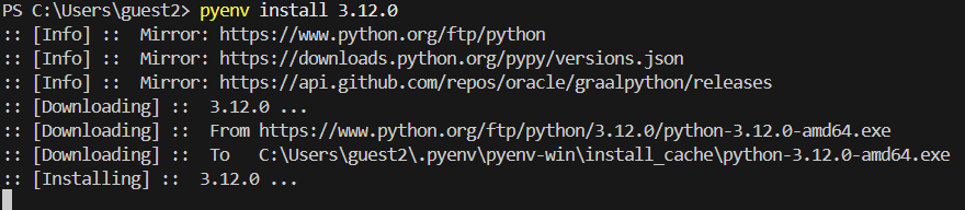 Installing Latest Version of Python on Powershell Success Screenshot