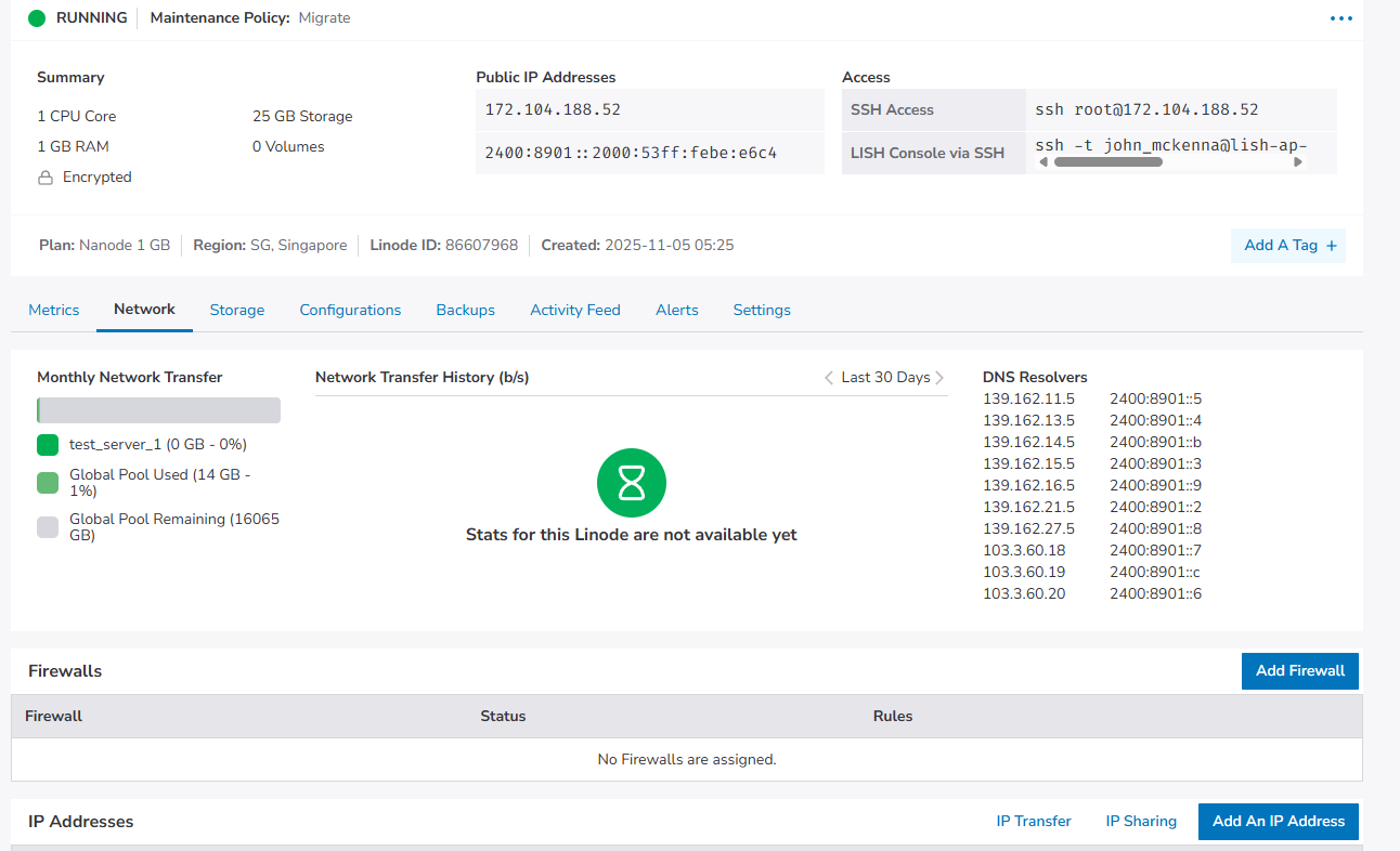 create private IP on server step 1