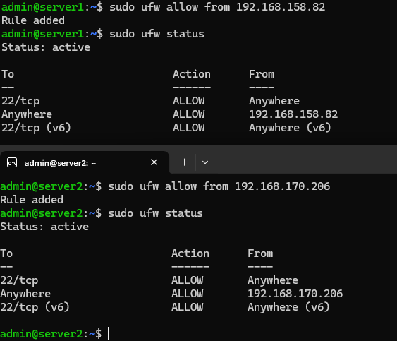 Allow private ip through ufw