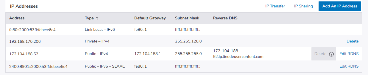 create private IP on server step 3