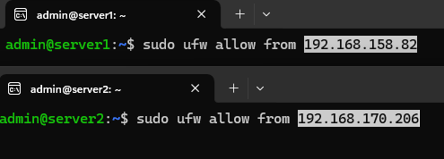 allow private ip through UFW