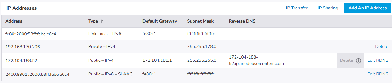 create private IP on server step 3